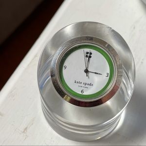 Kate Spade Lenox Crystal Mini Clock Paperweight Green Library Stripe